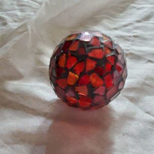 Mosaic Stained Glass Colorful Reds/Yellows  3" Decorative Reflective Ball